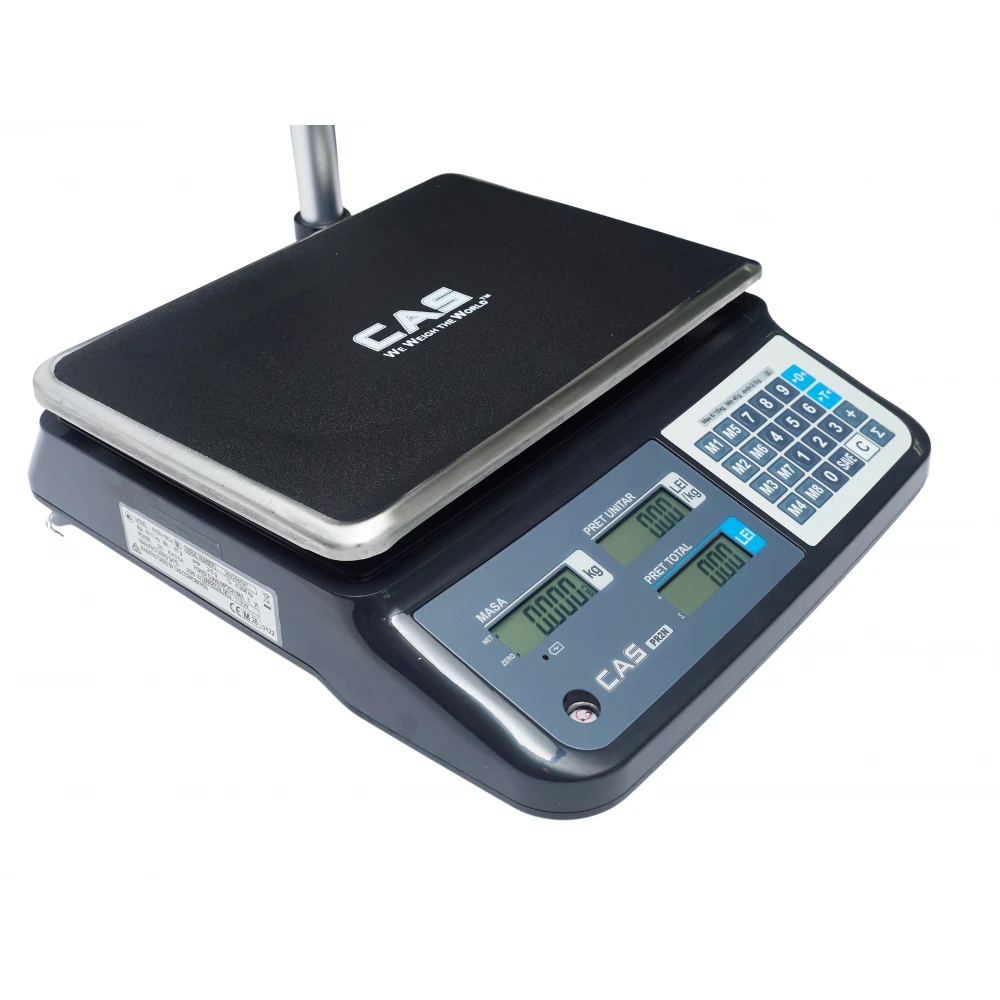 Cântar comercial CAS PR2N-30CU, 15/30 kg cu display client, 5/10g, verificat metrologic, USB, RS232