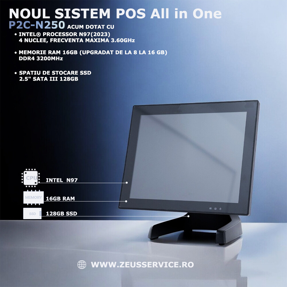 POS All in One 15" model P2C seria N250 cu procesor Intel N97, 16BG DDR și 128GB SSD - Image 3